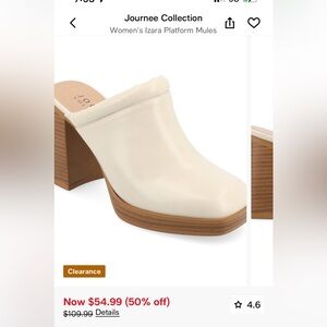 Journee Collection Ivory Platform Mules